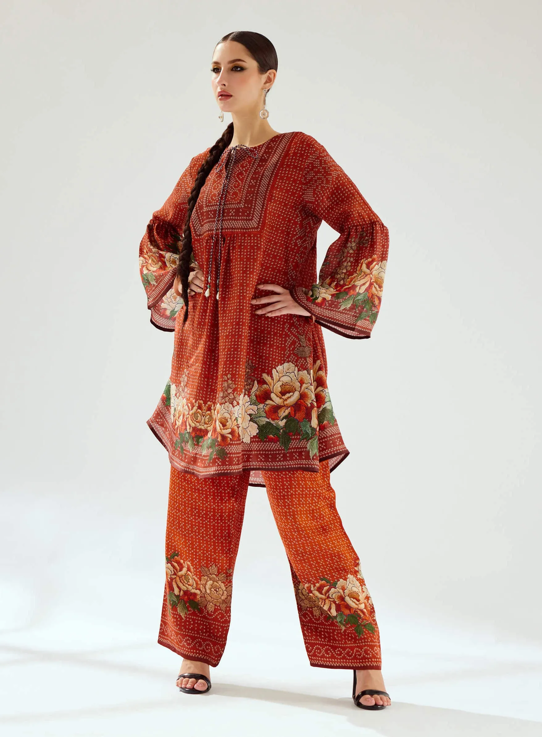 Pankti rust silk boho top