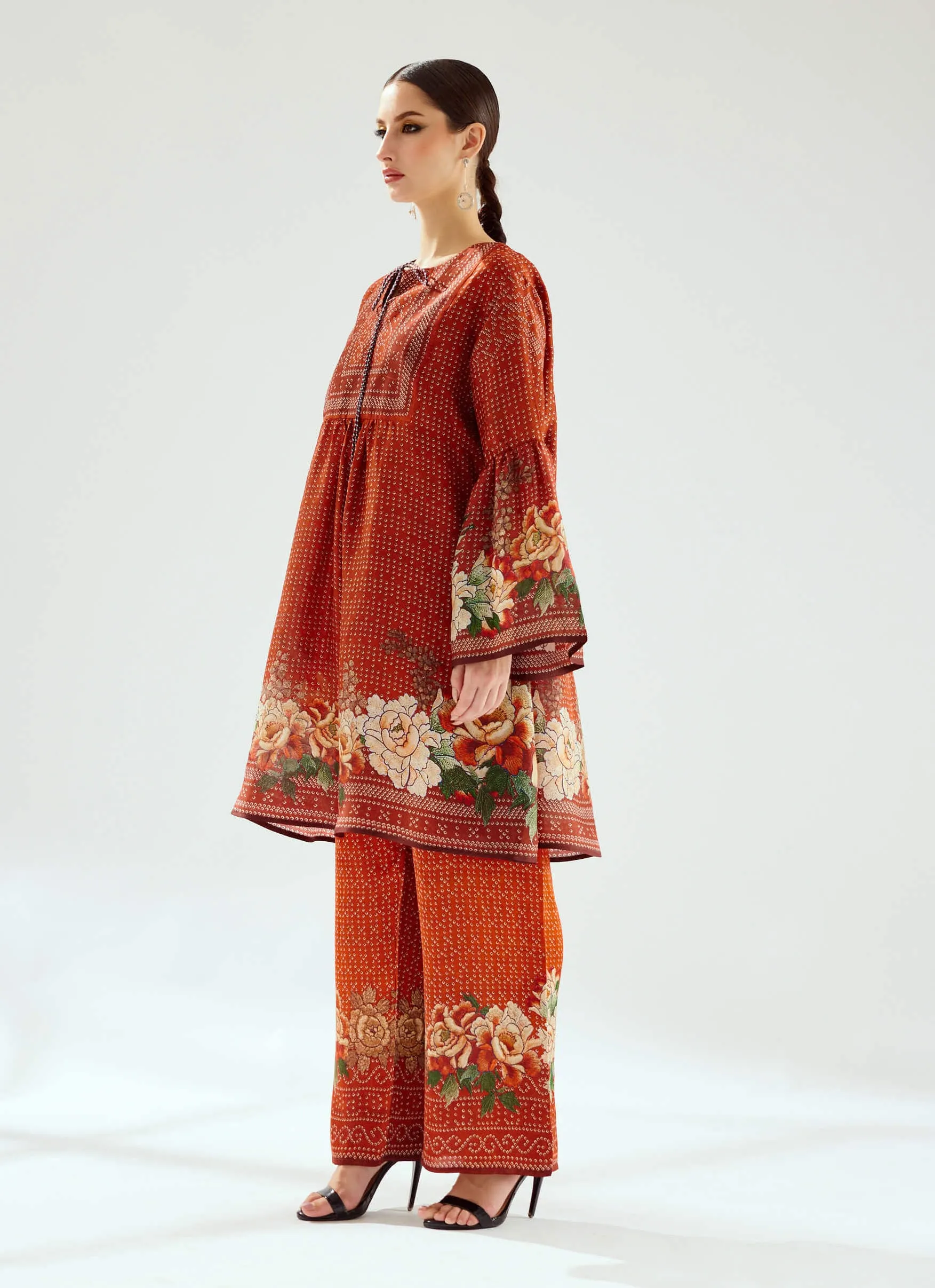 Pankti rust silk boho top