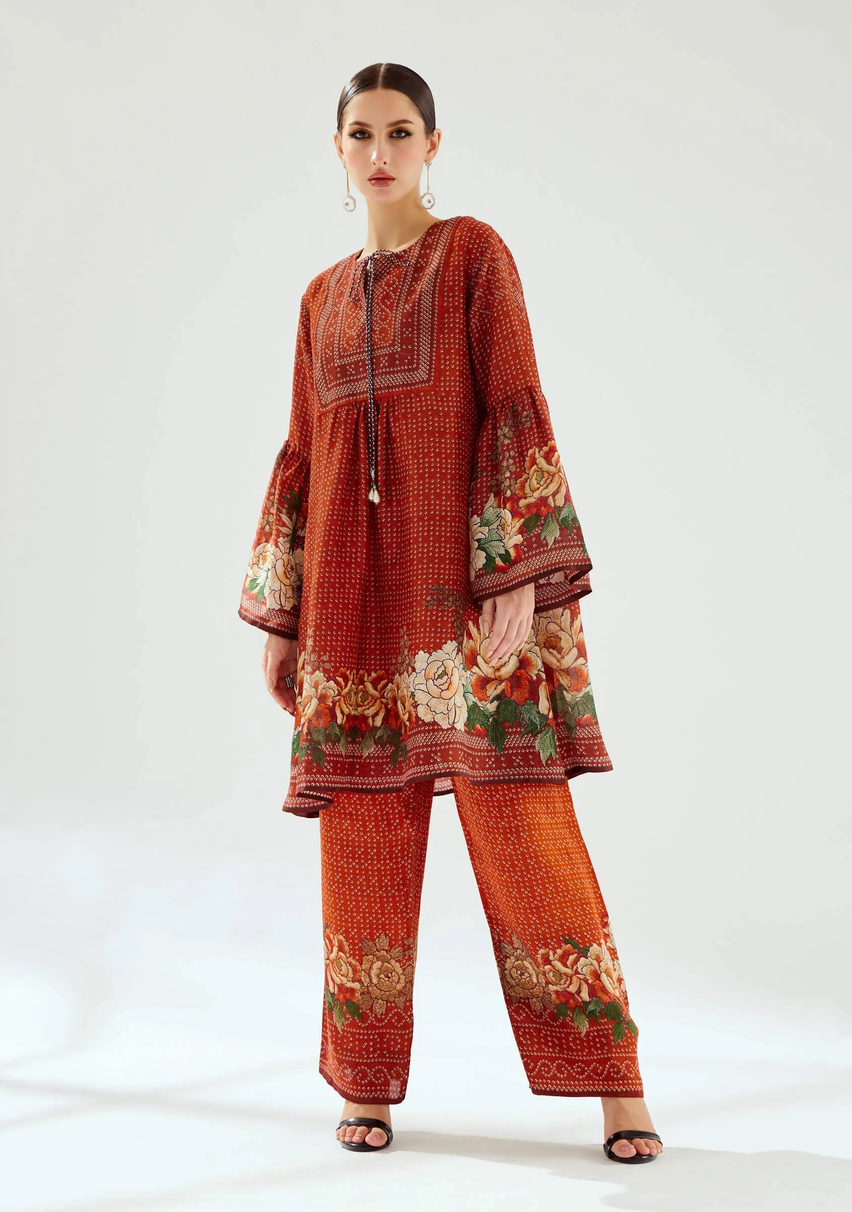 Pankti rust silk boho top