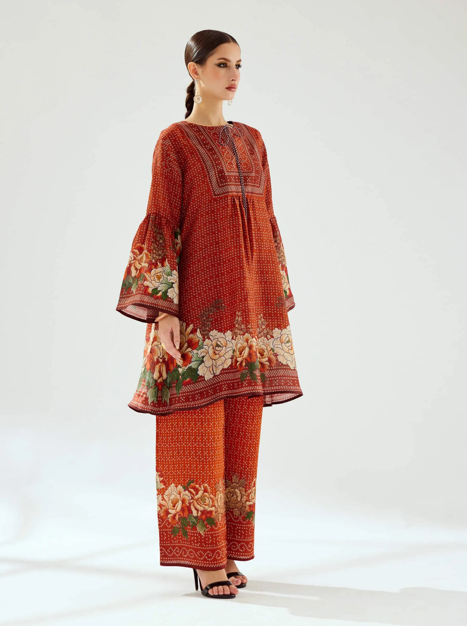 Pankti rust silk boho top