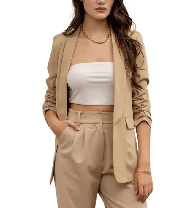 Paula Ruched Sleeve Blazer