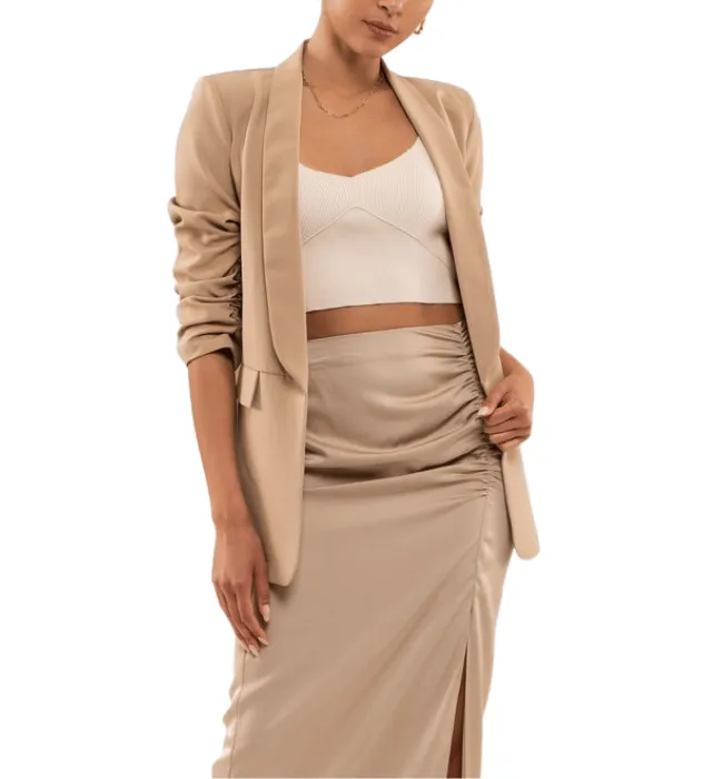 Paula Ruched Sleeve Blazer
