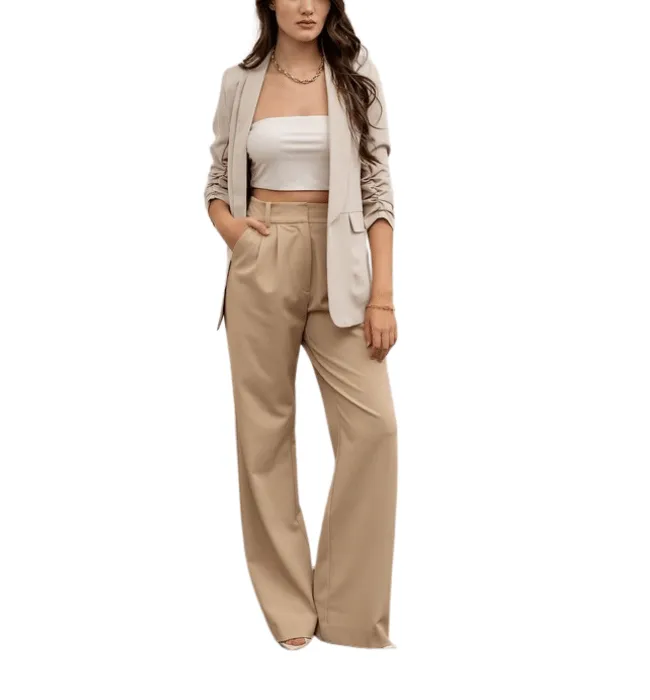 Paula Ruched Sleeve Blazer