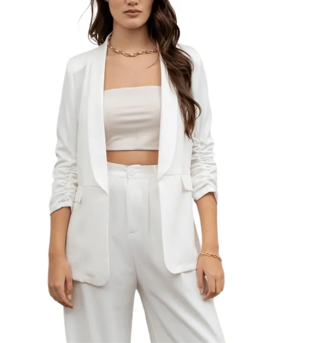 Paula Ruched Sleeve Blazer