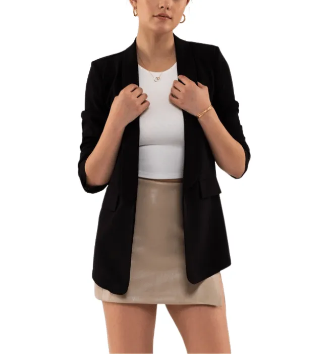 Paula Ruched Sleeve Blazer