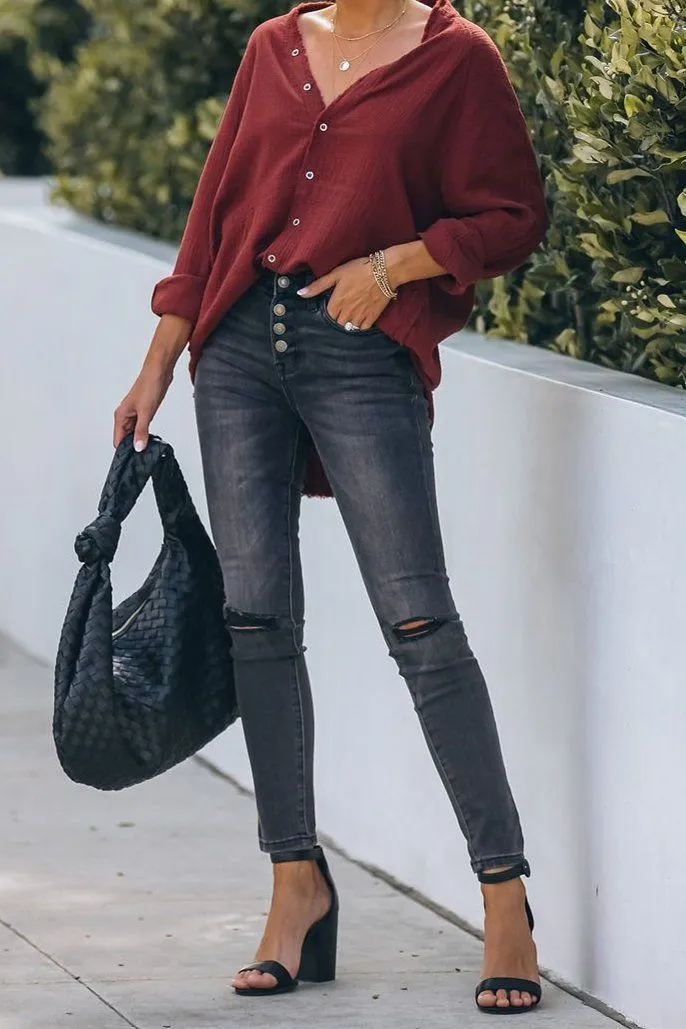 Periodic High Rise Distressed Skinny