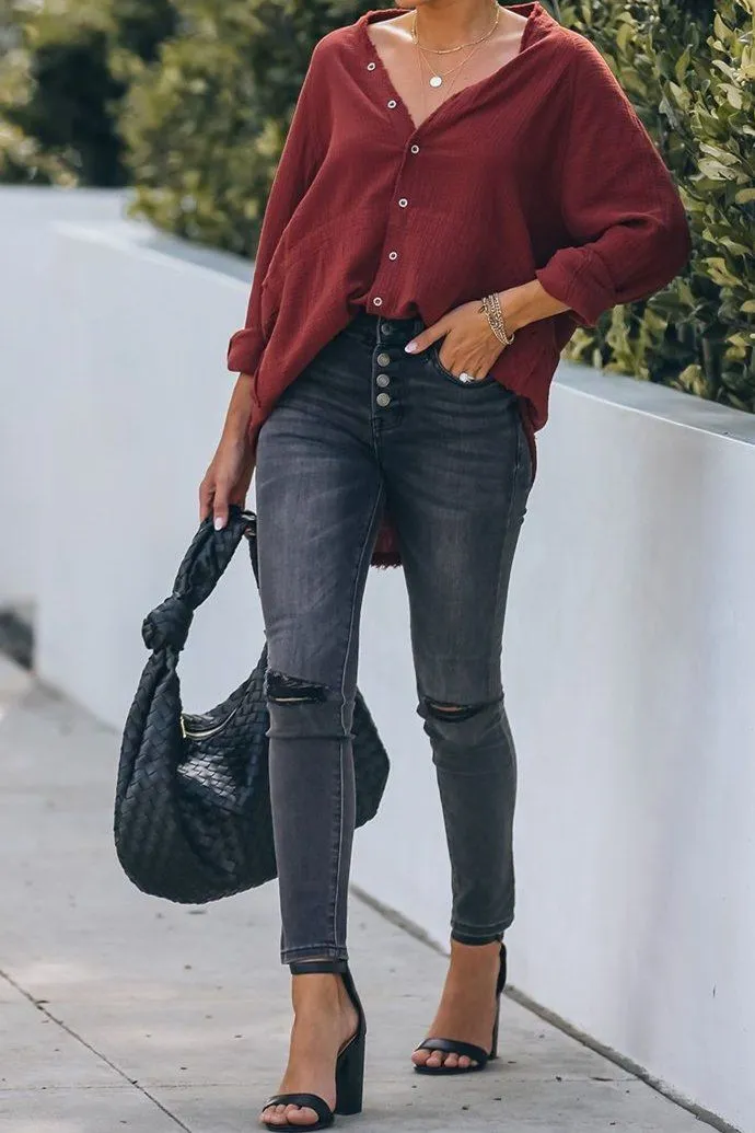 Periodic High Rise Distressed Skinny
