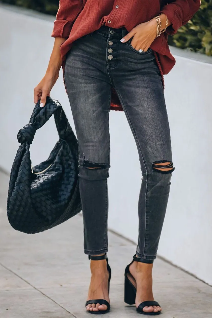Periodic High Rise Distressed Skinny
