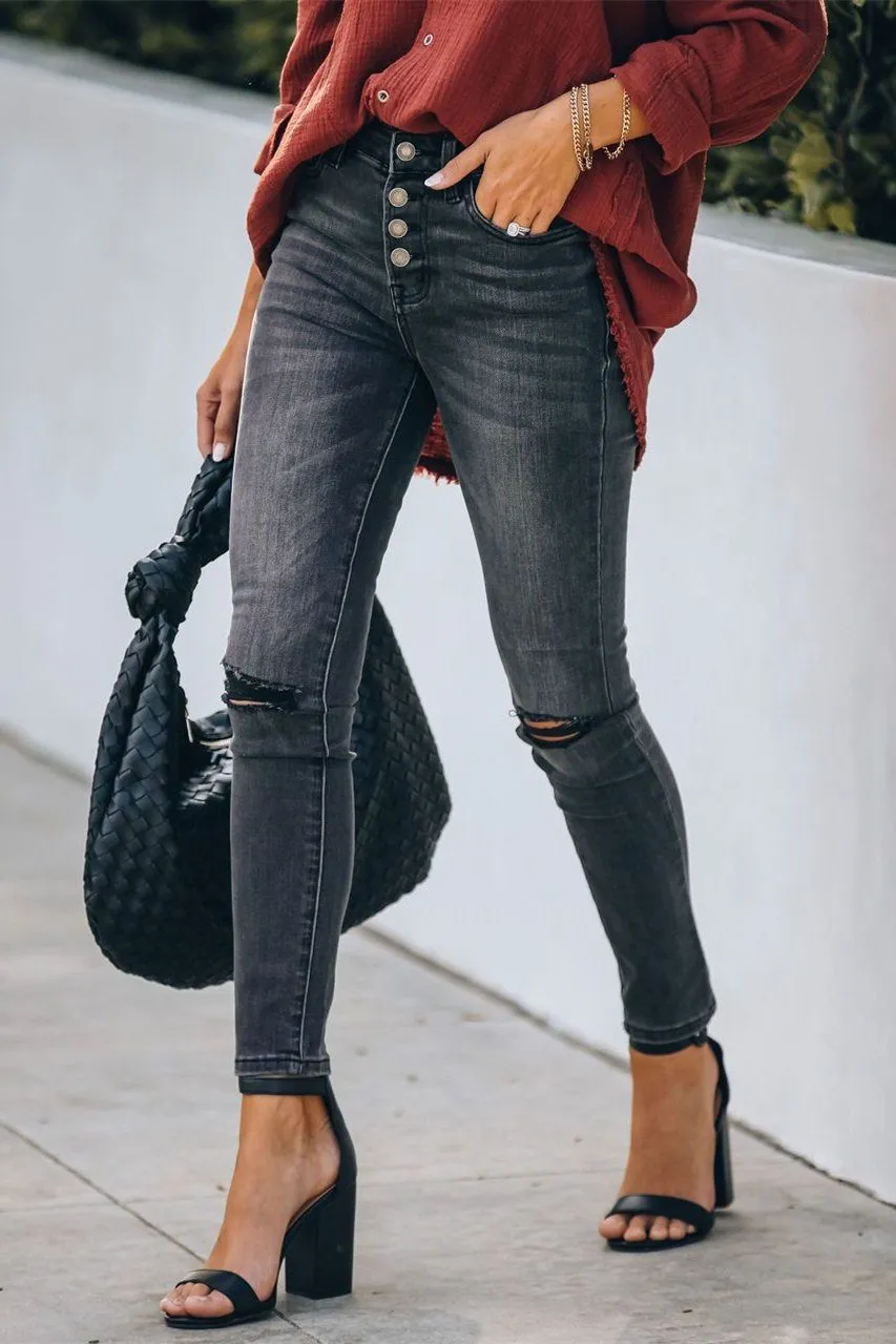 Periodic High Rise Distressed Skinny