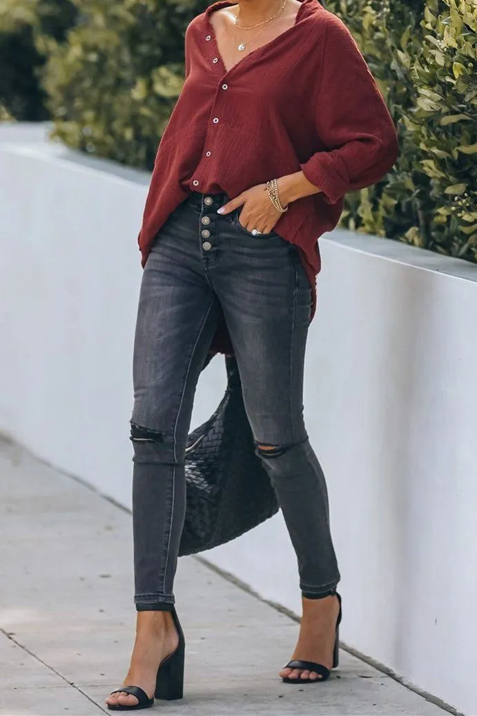 Periodic High Rise Distressed Skinny