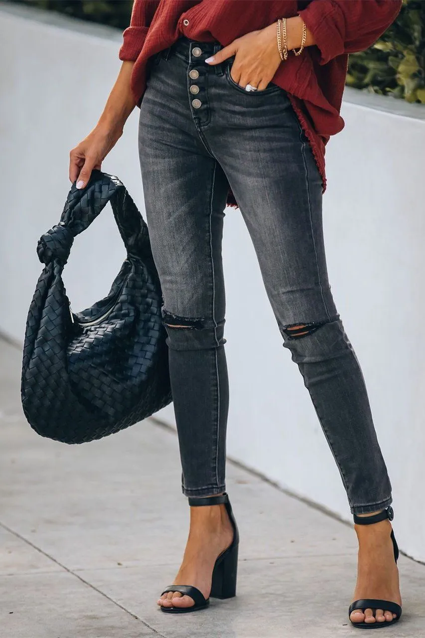 Periodic High Rise Distressed Skinny