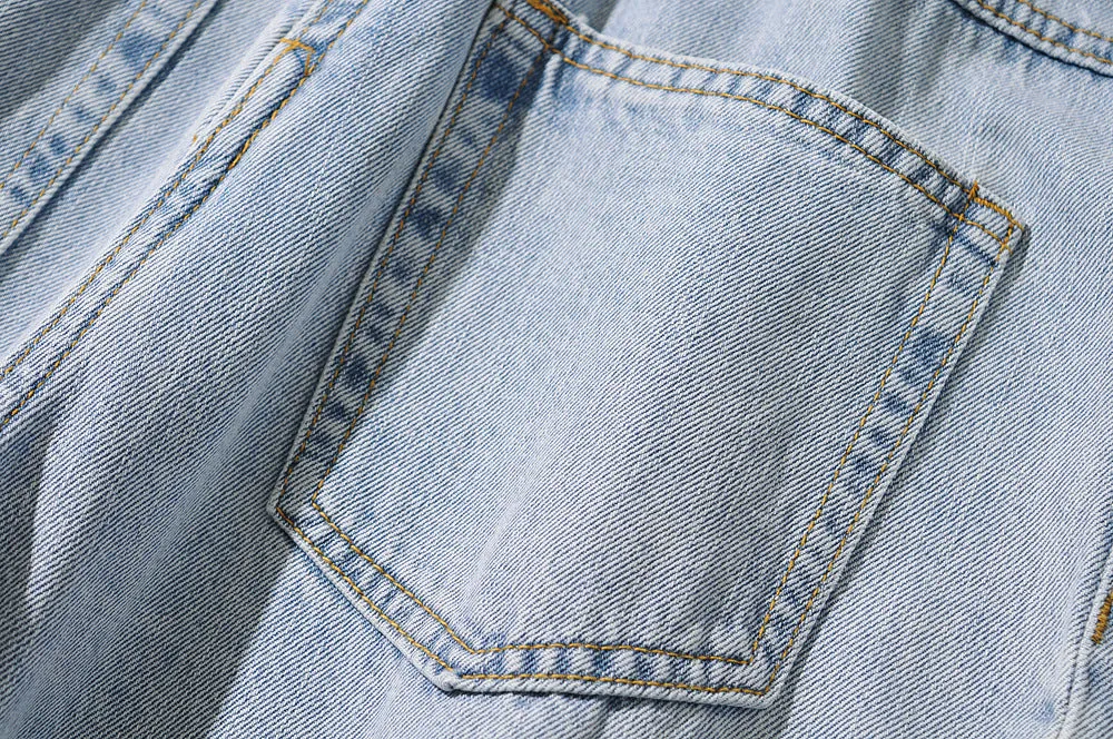 Pile Collar Lace-up Single-breasted Denim Jumpsuits