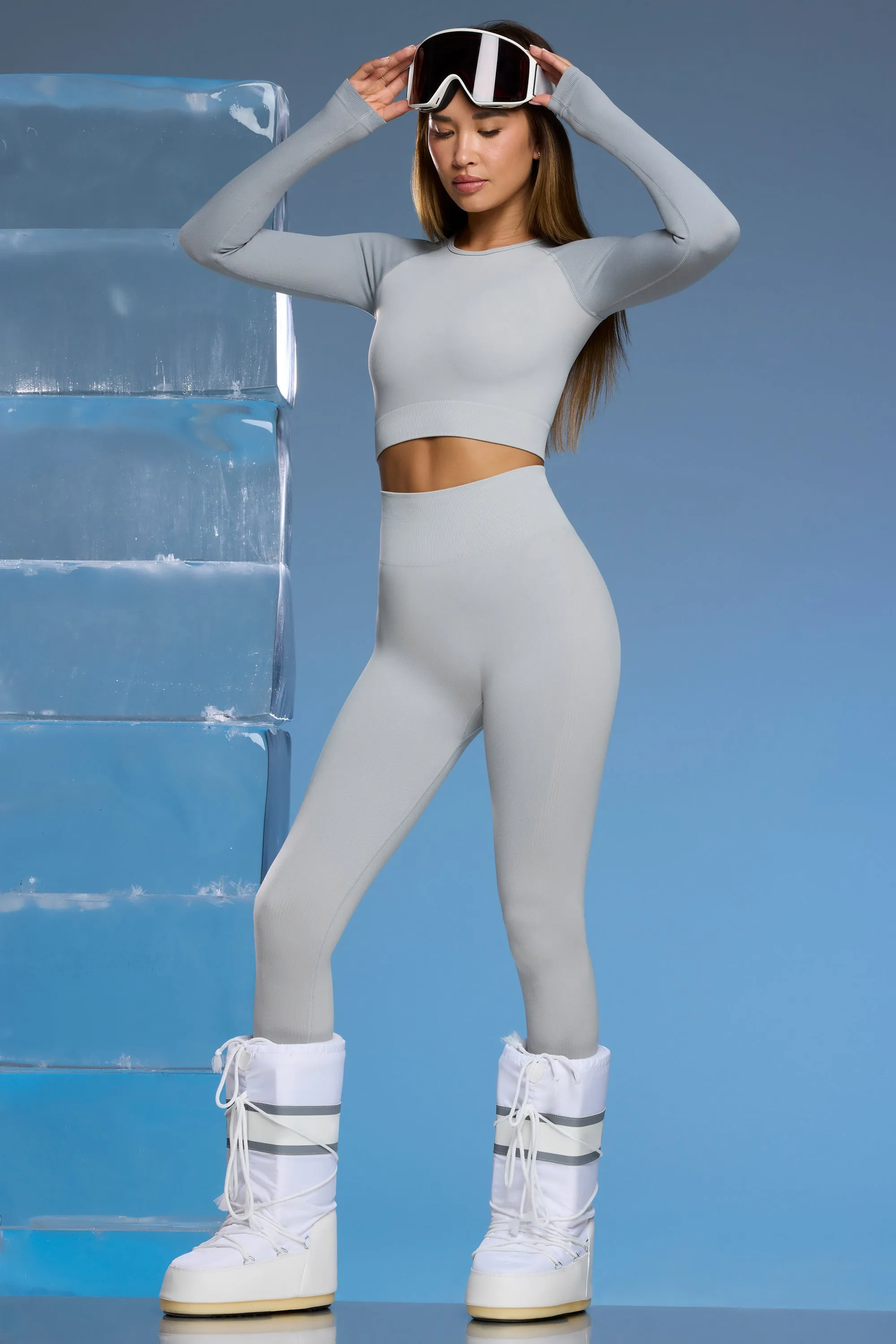 Piste - Super Sculpt Base Layer Leggings in Light Grey