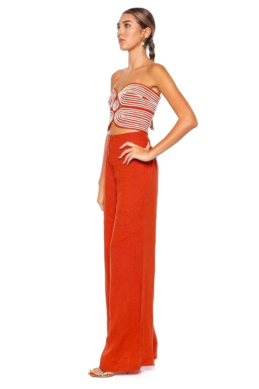 Poesia Linen Wide Leg Pant