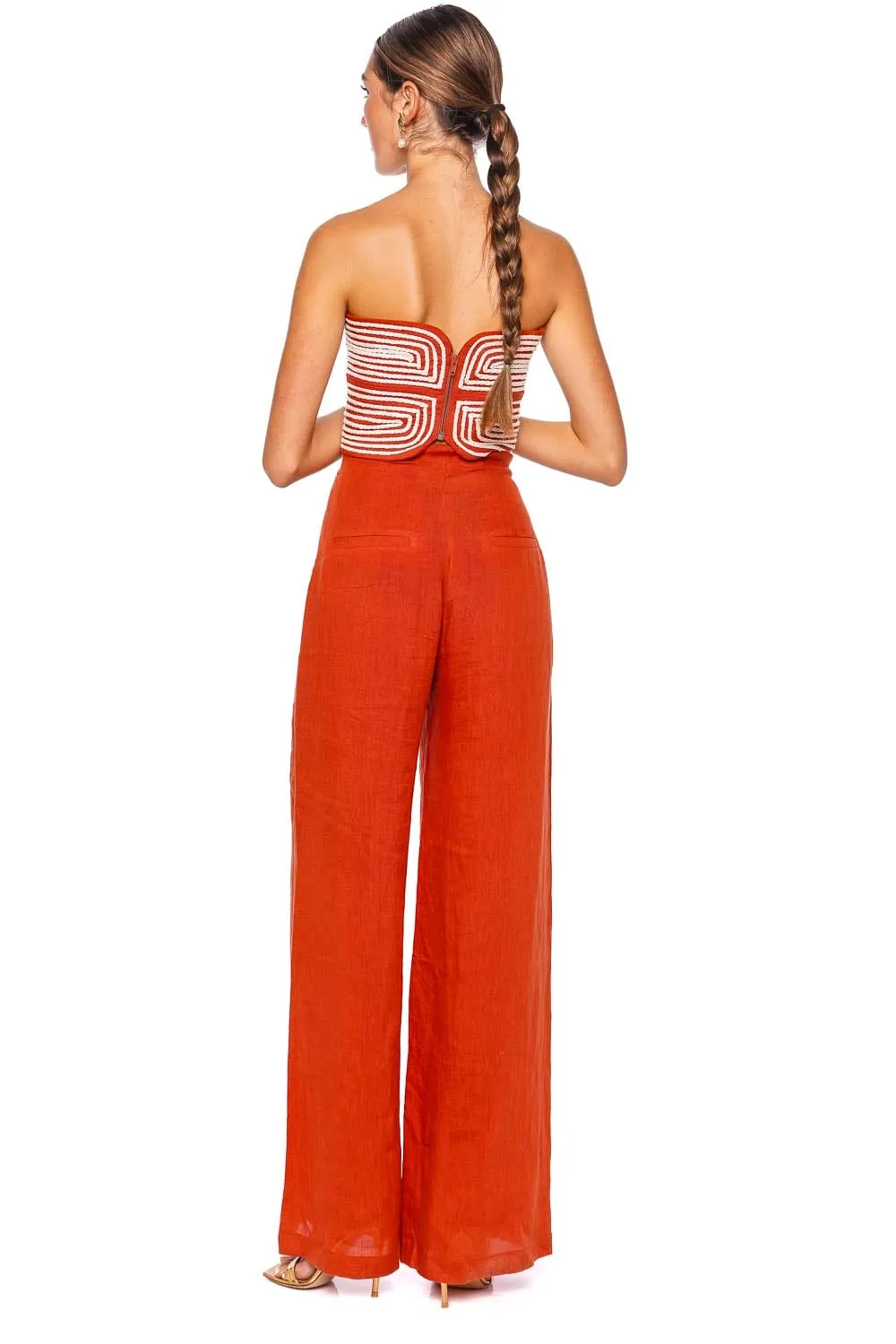 Poesia Linen Wide Leg Pant