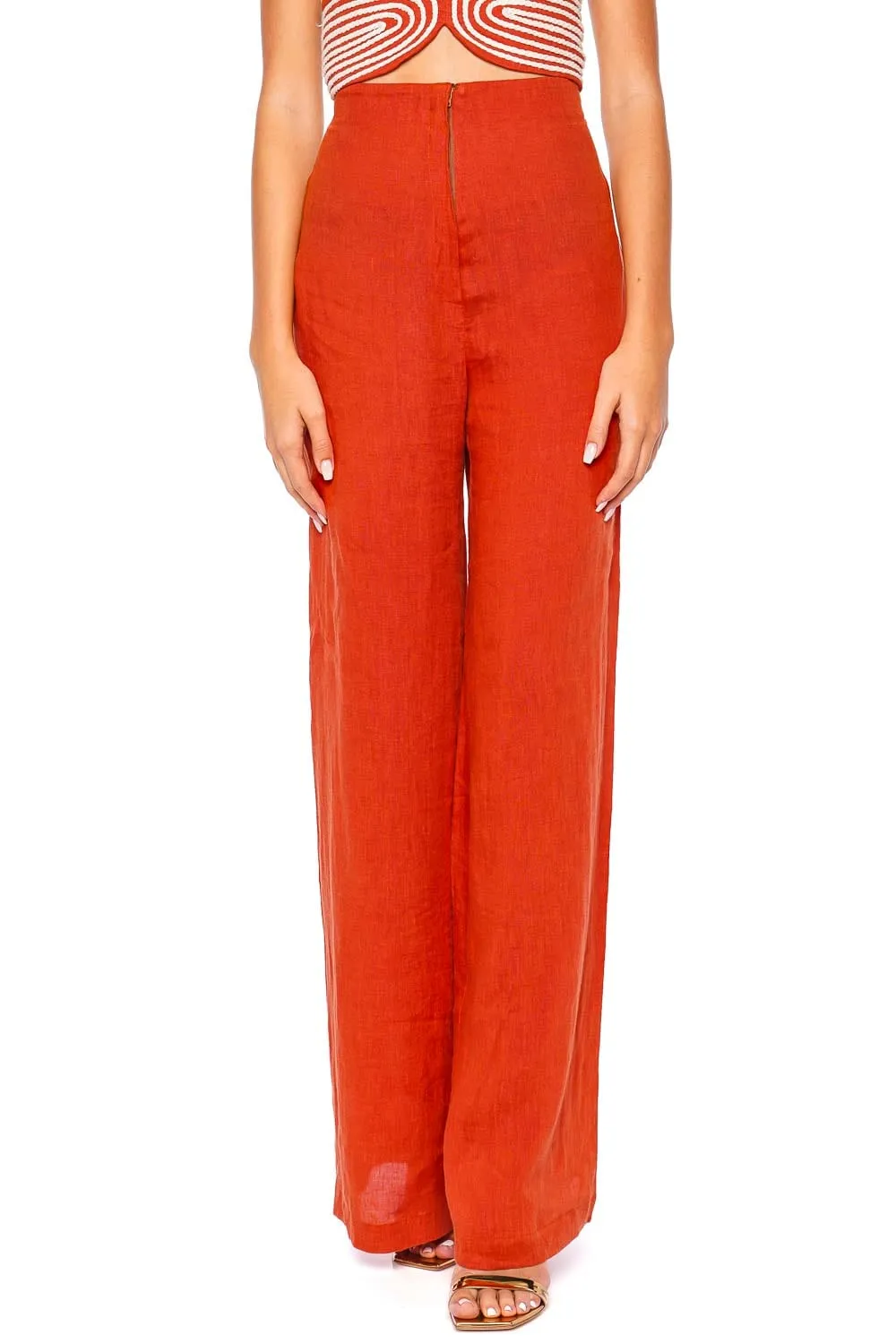 Poesia Linen Wide Leg Pant