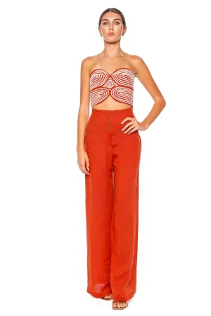 Poesia Linen Wide Leg Pant