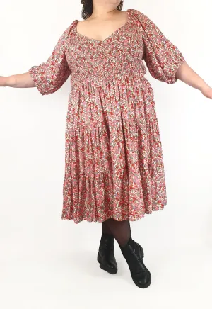 Proud Poppy floral print half sleeve tiered dress size 28 (as new with tags)