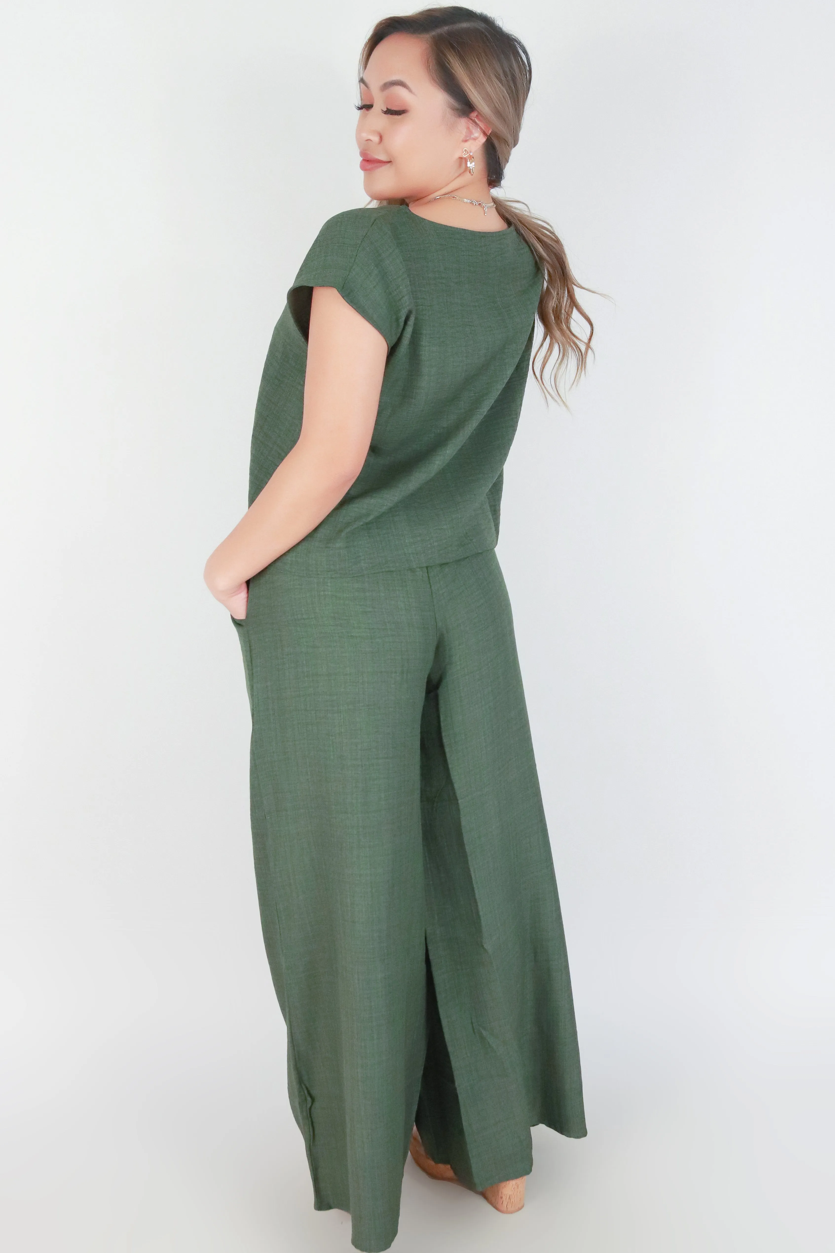 PULL ON WIDE LEG PANTS