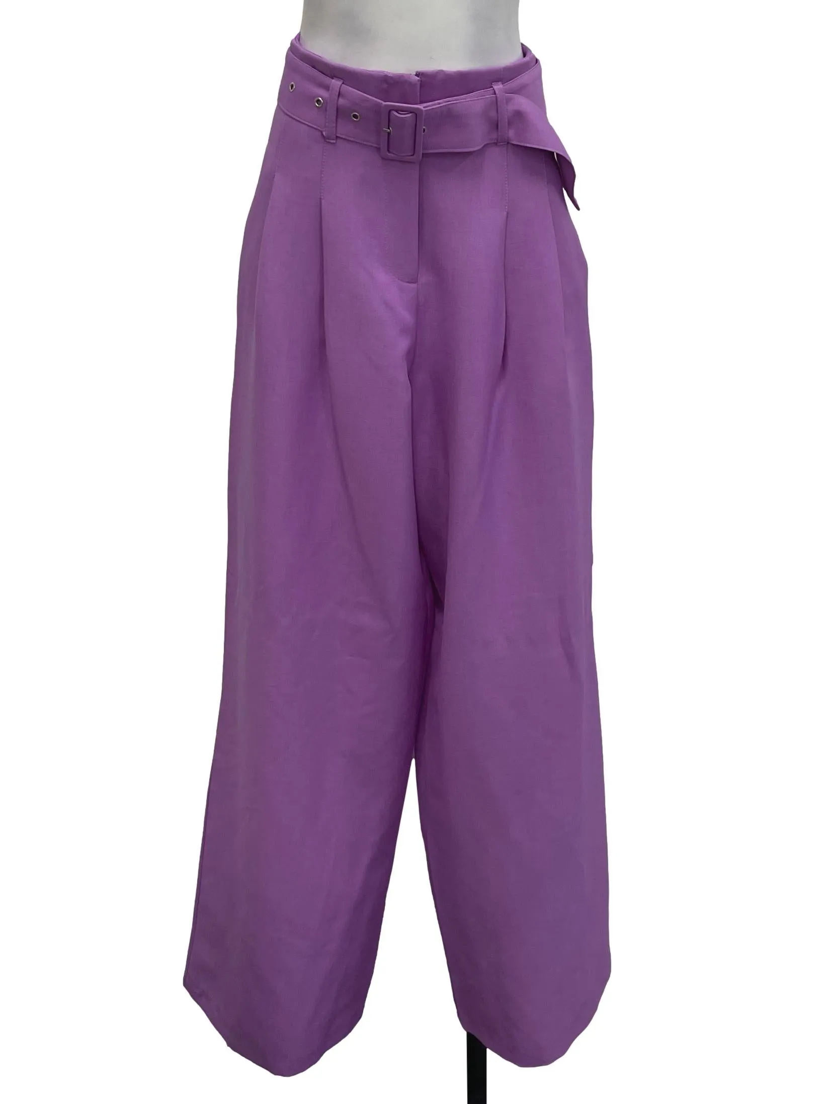 Purple Belted Wide Leg Pants