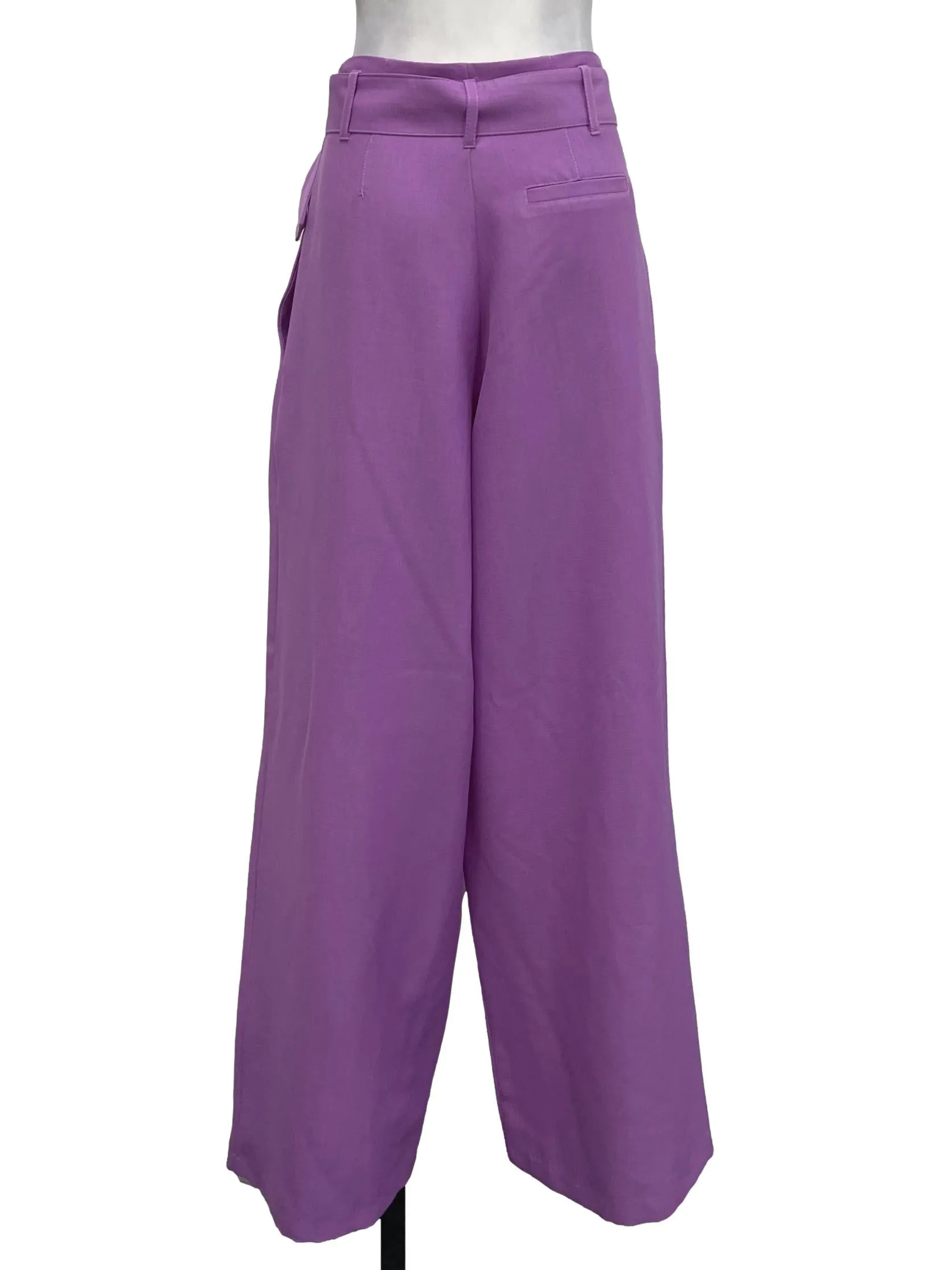 Purple Belted Wide Leg Pants
