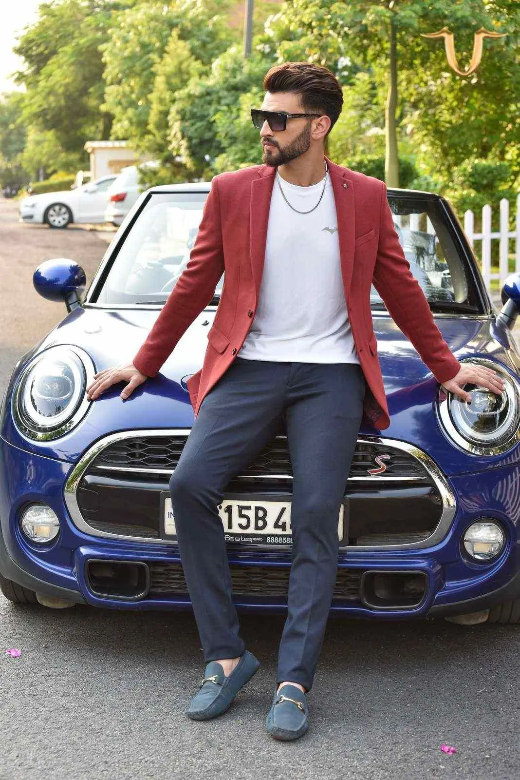 Red Twill Knitted Blazer