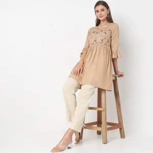 Regular Fit Embroidered Dress
