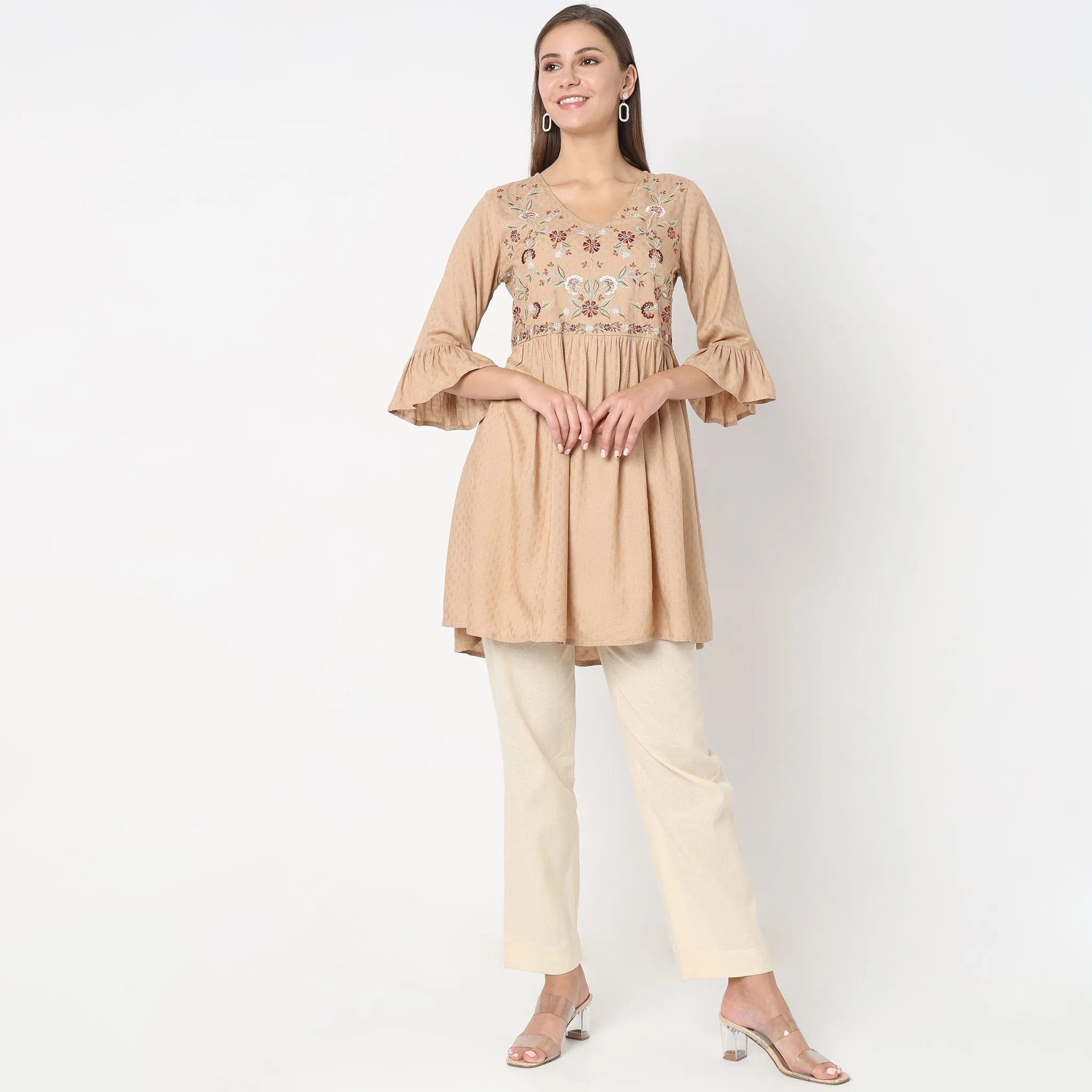 Regular Fit Embroidered Dress