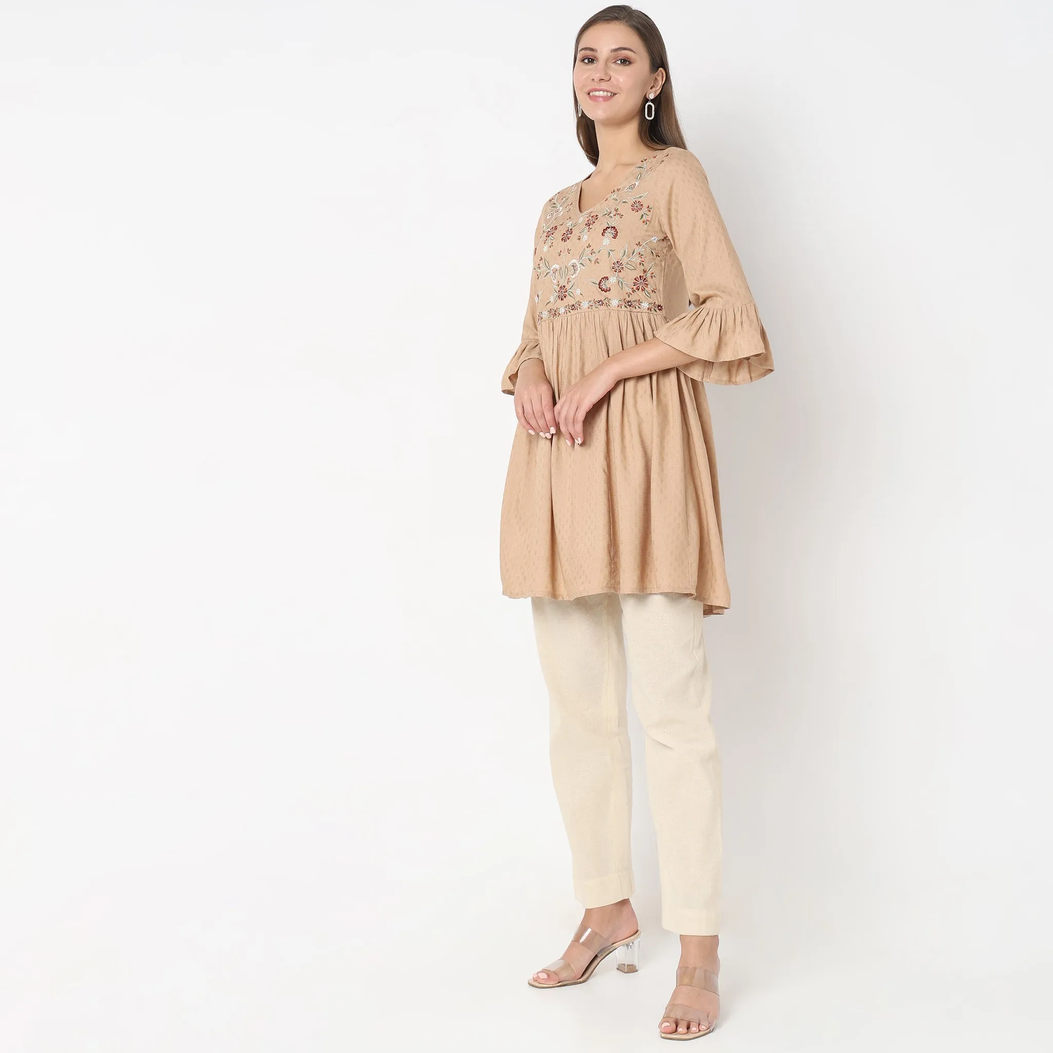 Regular Fit Embroidered Dress