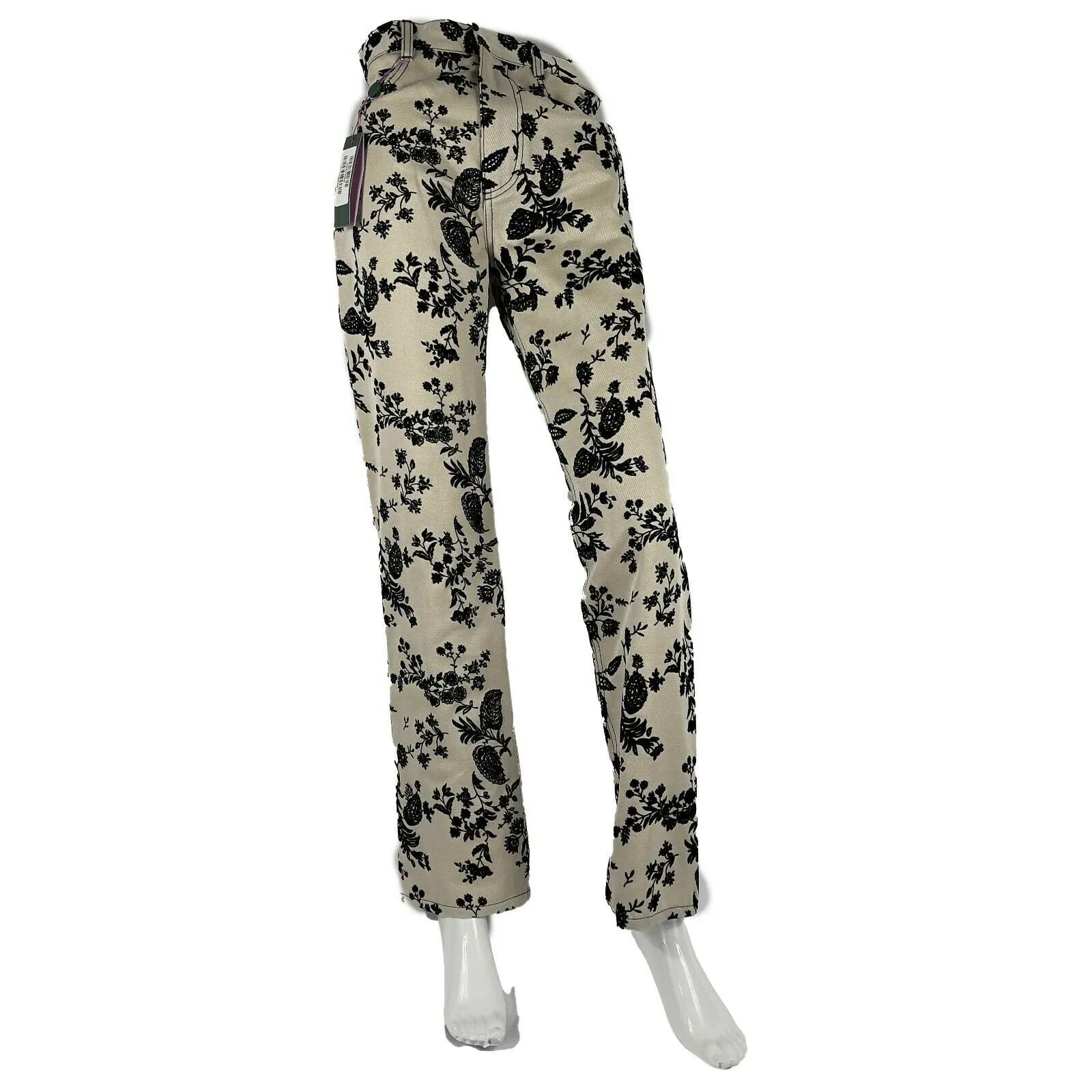 Rodarte - Floral Jeans Straight-Fit in Cream | FALL WINTER '20 - Bottoms