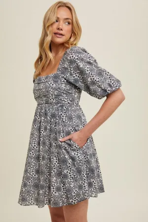 Scarlet Floral Pleated Mini Dress