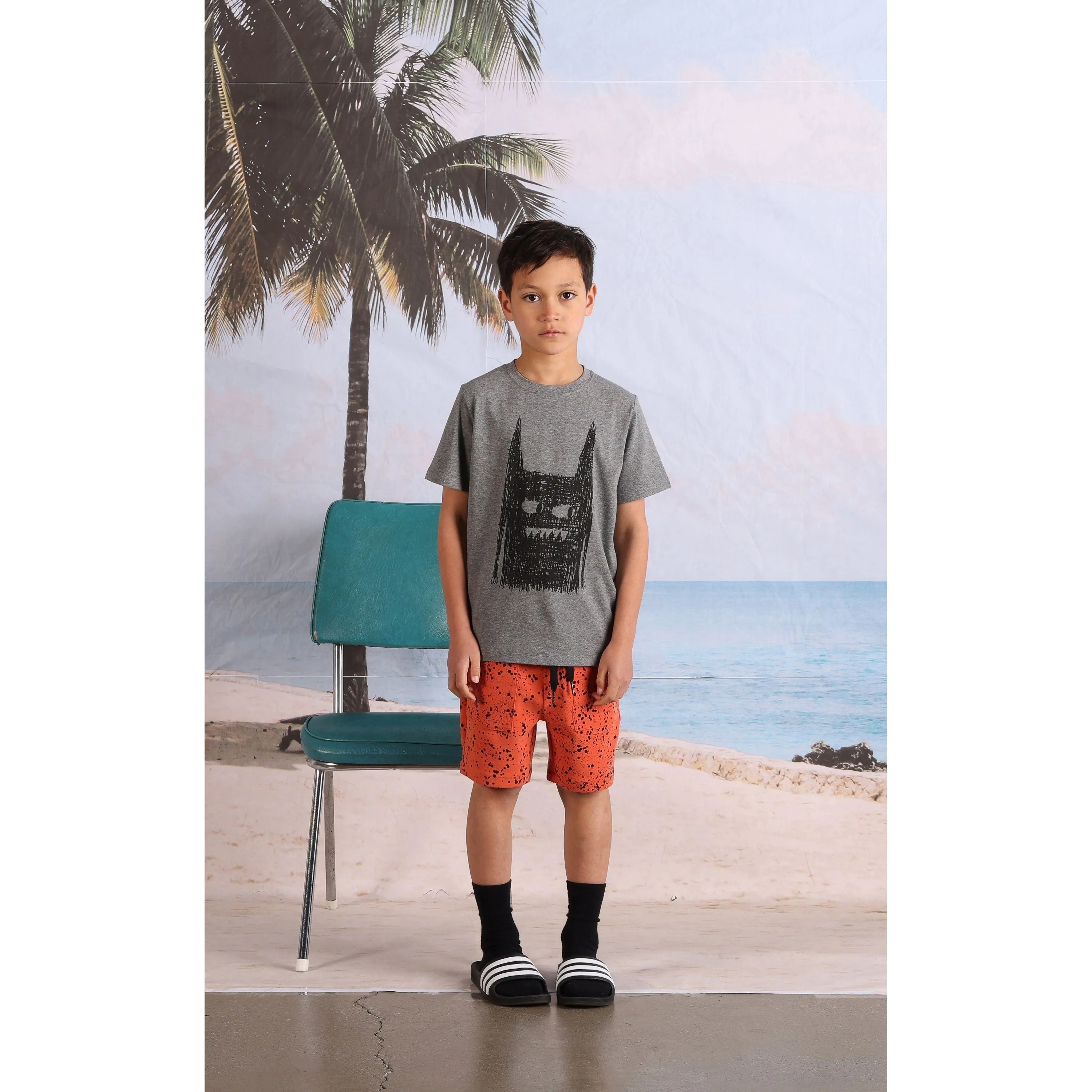 Scribble Monster Tee- Charcoal Marle
