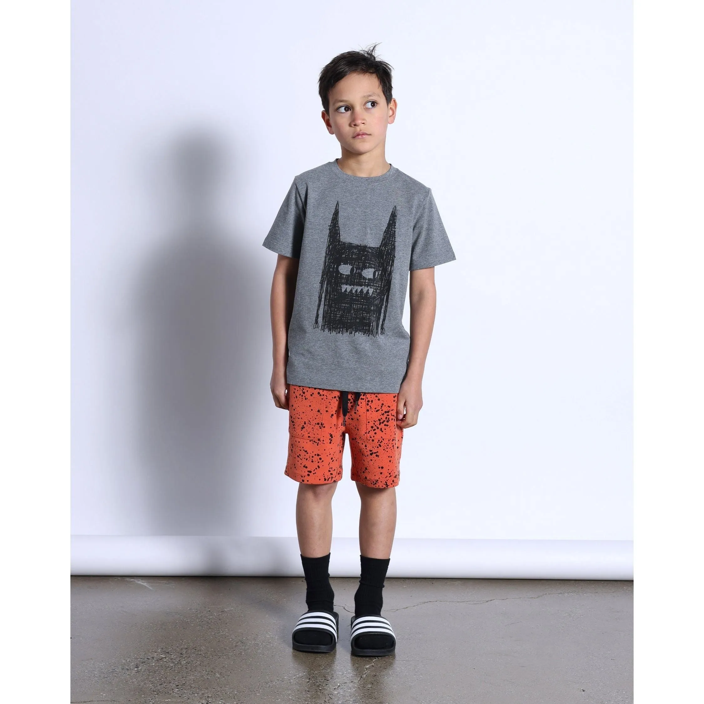 Scribble Monster Tee- Charcoal Marle