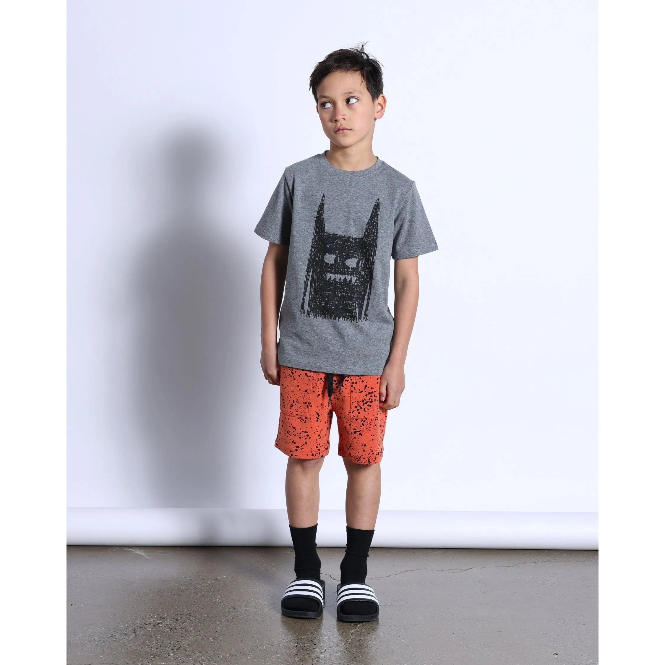 Scribble Monster Tee- Charcoal Marle