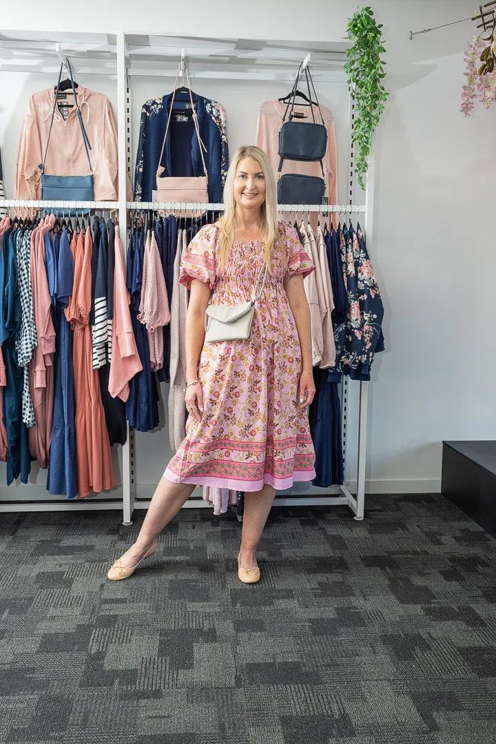 Shirred Maeve Dress - Pinks