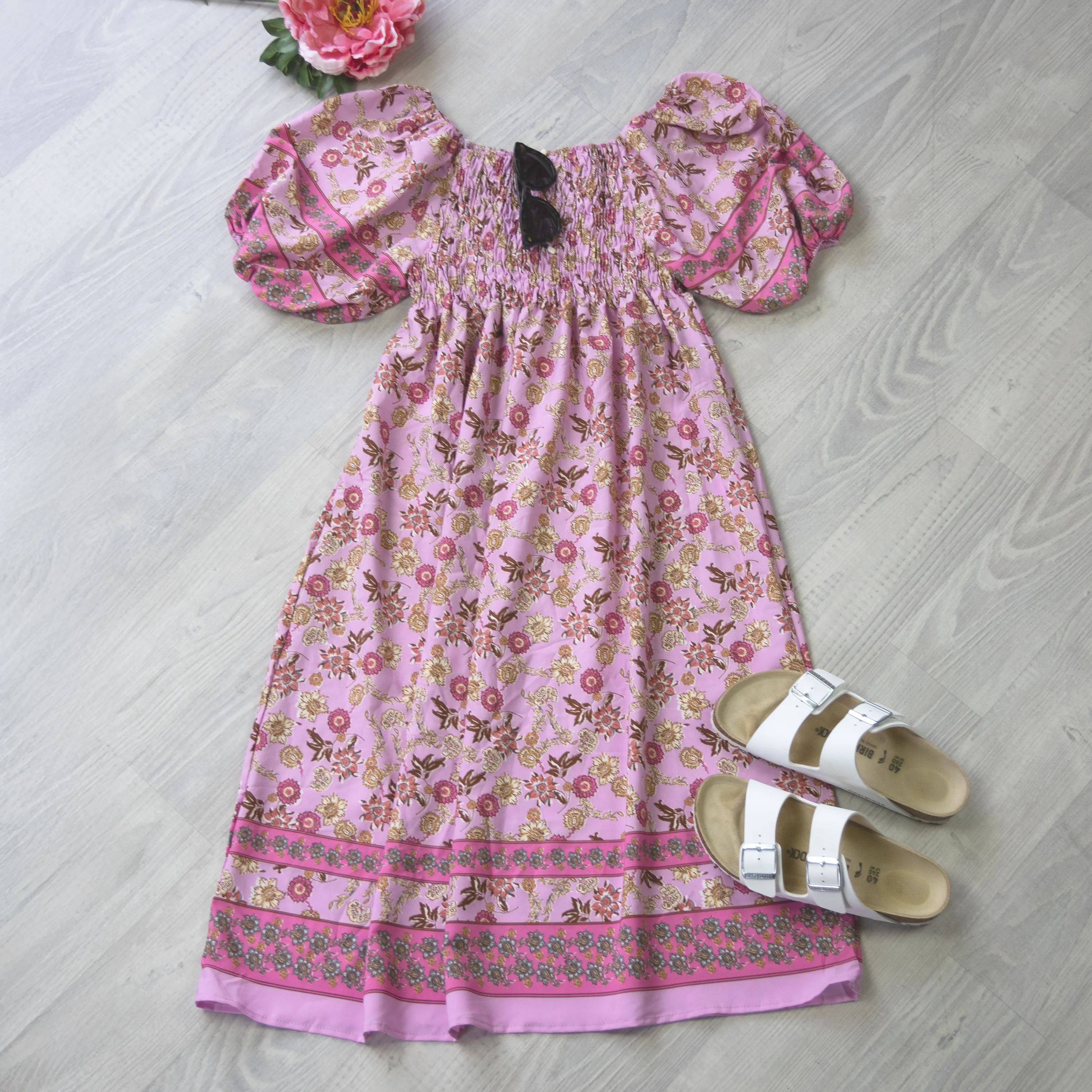 Shirred Maeve Dress - Pinks