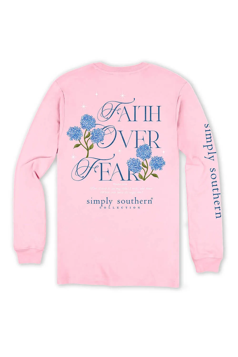 Simply Southern Long Sleeve Faith Over Fear T-Shirt for Women in Candy Pink | LS-FAITH-CANDY