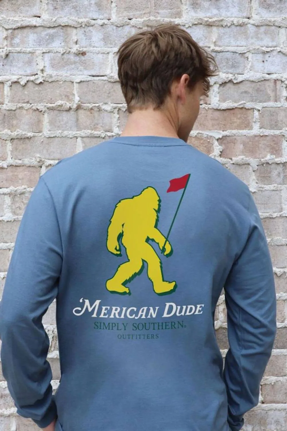 Simply Southern Long Sleeve Sasquatch Golf T-Shirt for Men in Blue | MN-LS-SASQGOLF-BLUESY