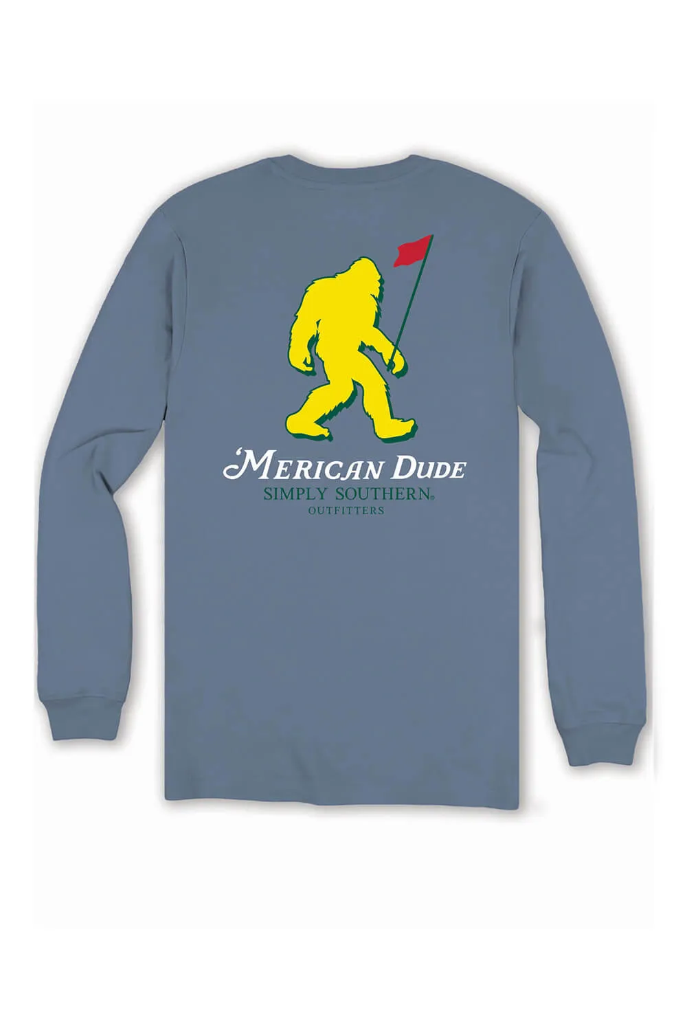 Simply Southern Long Sleeve Sasquatch Golf T-Shirt for Men in Blue | MN-LS-SASQGOLF-BLUESY