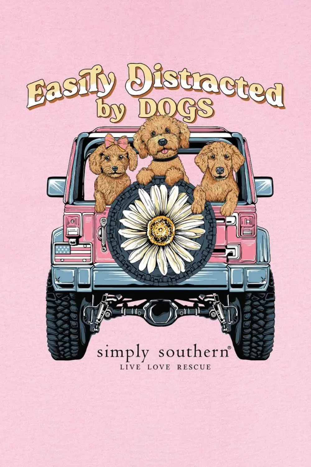 Simply Southern Plus Size Easily Distracted By Dogs T-shirt for Women in Pink | EXT-SS-EASILY-FANCYCANDY