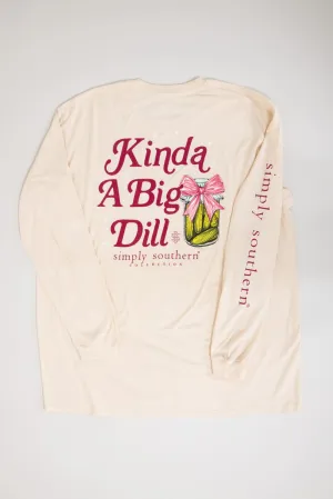 Simply Southern Plus Size Long Sleeve Big Dill T-Shirt for Women in Whisper White  | EXT-LS-BIGDILL-WHISPER