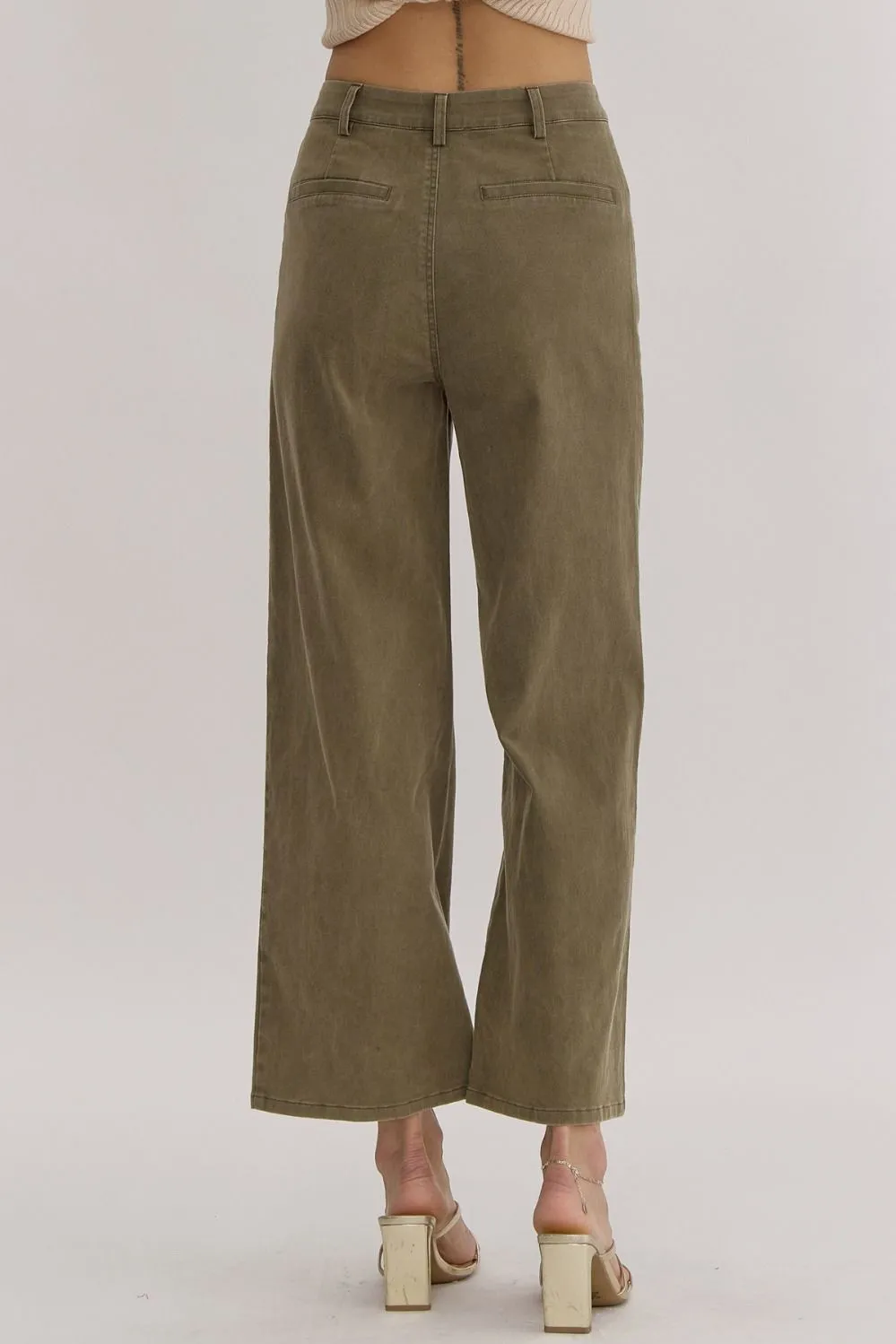 Solid High Waisted Wide Leg Pants