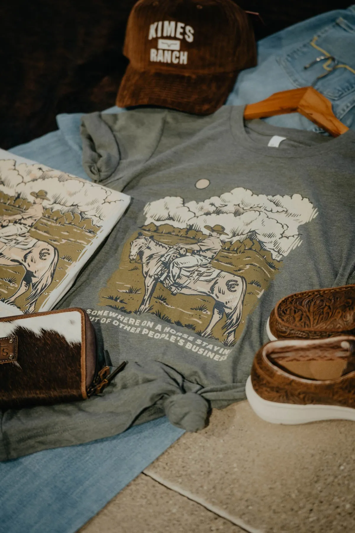 'Somewhere on a Horse' Graphic T (1 XS Green & L-XXL Grey )
