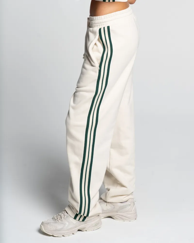Straight Leg Track Pant - Off-White/Green
