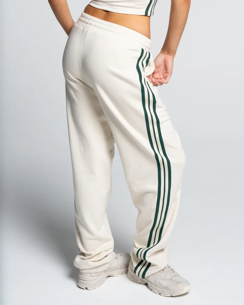 Straight Leg Track Pant - Off-White/Green