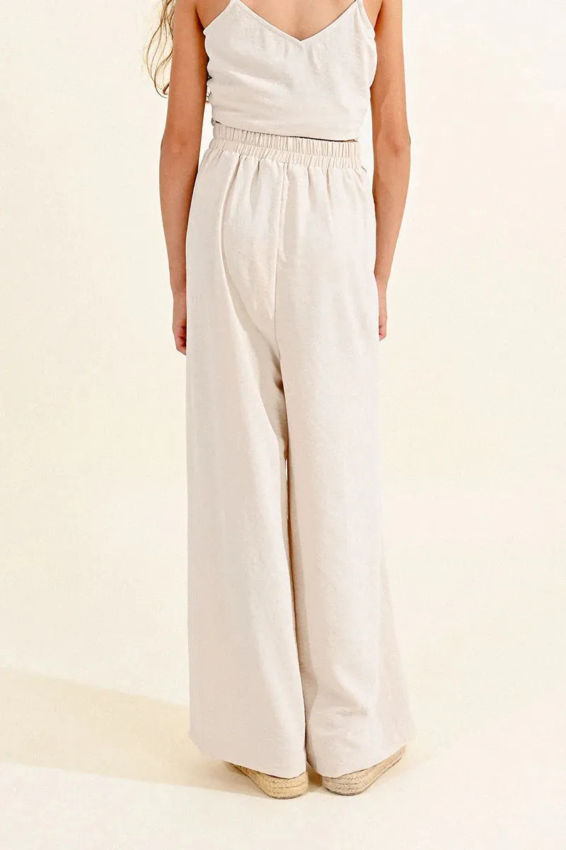 Tan Wide Leg Bow Pant..