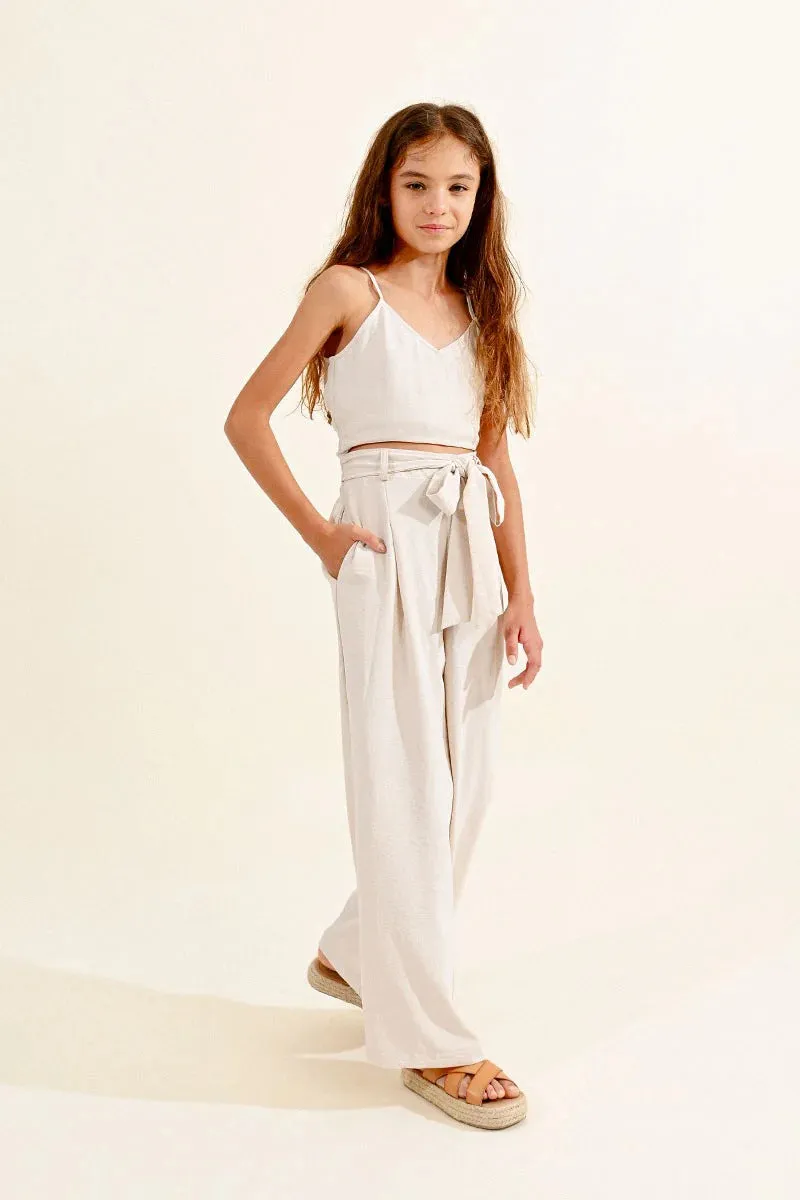 Tan Wide Leg Bow Pant..