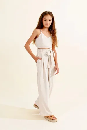 Tan Wide Leg Bow Pant..
