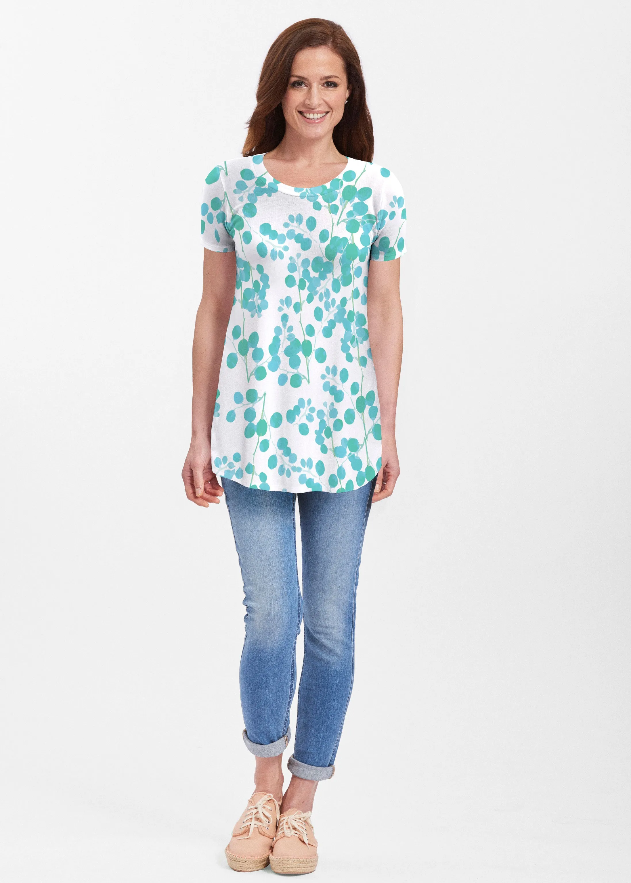 Teal Pome (7863) ~ Butterknit Short Sleeve Tunic