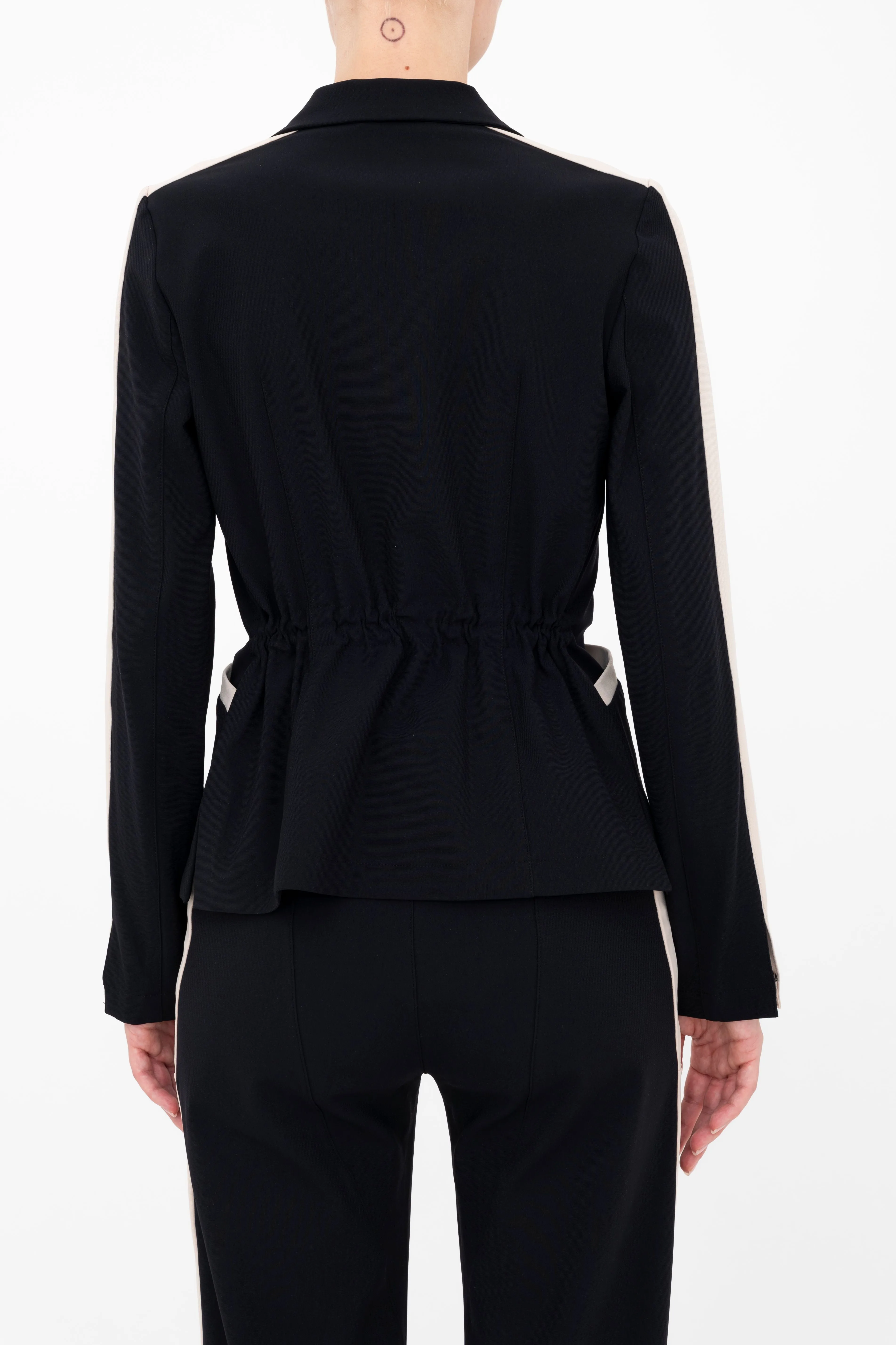 Tech Stretch Short Notched Collar Blazer with Contrast Stripe - BEXLEY